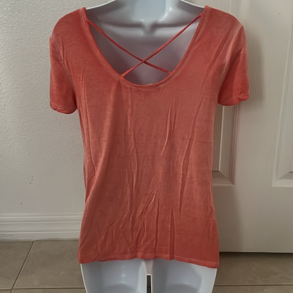 Pink Rose Coral Scrunched Front Shirt - Size Small | Excellent Condition - Picture 2 of 3